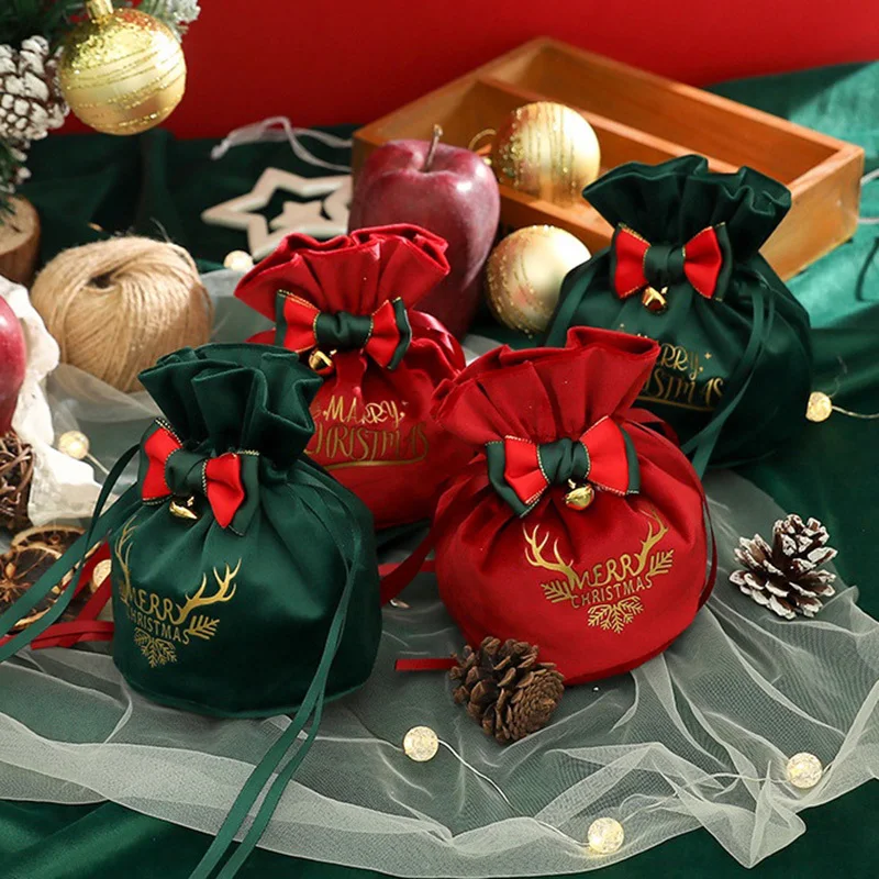 (1 pcs) 15x17cm Christmas Apple Bag Christmas fruit handbag Holiday Set Gift New Year Decoration Packaging Apple Cute Creativity