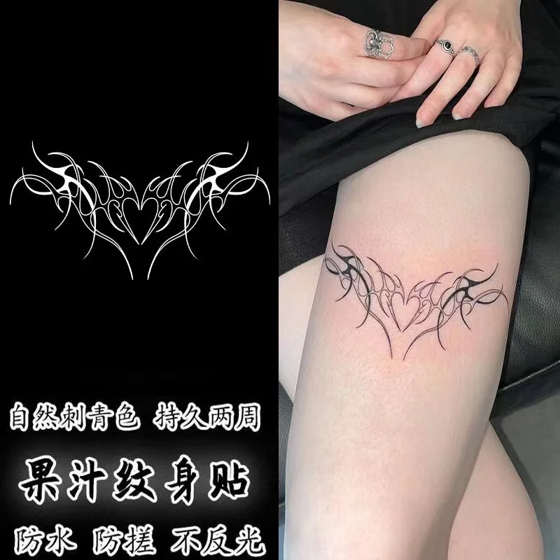 

Herb Juice Ink Tattoo Sticker Heart Totem Thigh Back Chest Premium Feel Fake Tattoo Cool Art Tattoo Female