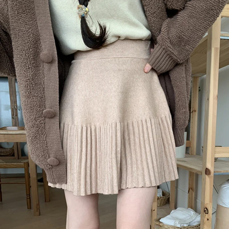 

Japanese Style Maternity Spring Umbrella Skirt High Waist Pregnant Woman Pleated Skirt Preppy Style Pregnancy Knit Belly Skirts