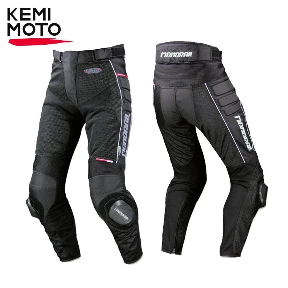 Motorcycle Pants Men Motorcyclist Racing Pants Knee Slider Grinding Block for Suit Riding Racer Trousers Mesh Bike Breathable