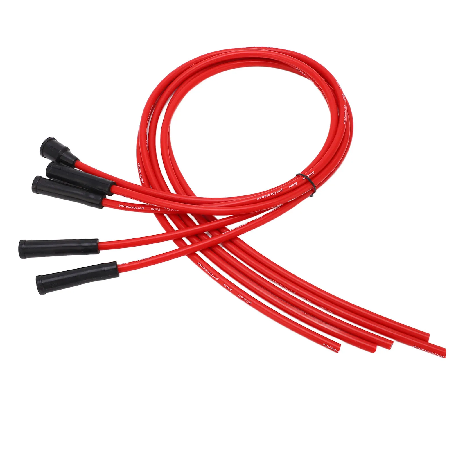 Spark Plug Ignition Wire Set Red High Performance Silicone 1m Car Ignition Wire for 4 Cylinder Automobile 8mm Ignition Cable