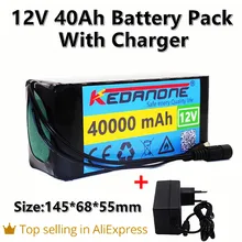 

100% New Portable 12v 40000mAh Lithium-ion Battery Pack DC 12.6V 30Ah Battery with EU Plug+12.6V1A Charger