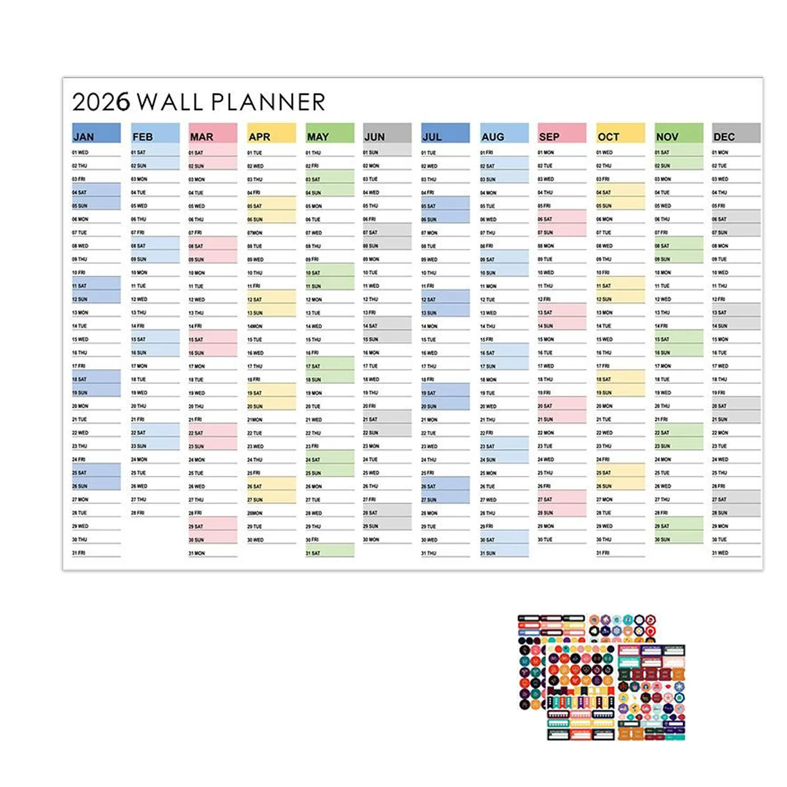 Yearly Wall Calendar and Planner: Home & Desk Decor Organizer