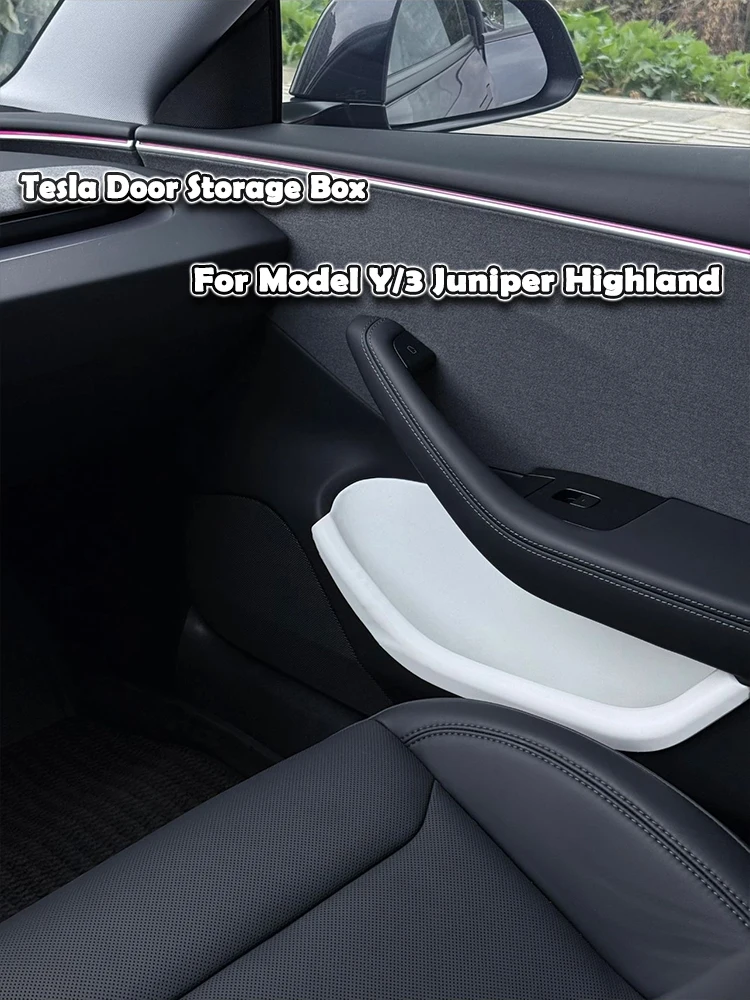 �2025 Tesla White Interior Recommend Accessories TPE Door Storage Organizer Bin for Model Y Juniper Model 3 Highland Waterproof