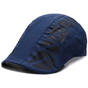 Breathable Mesh Adjustable Cozy Cotton Newsboy Hat Men's Mesh Flat  Golf Caps 6