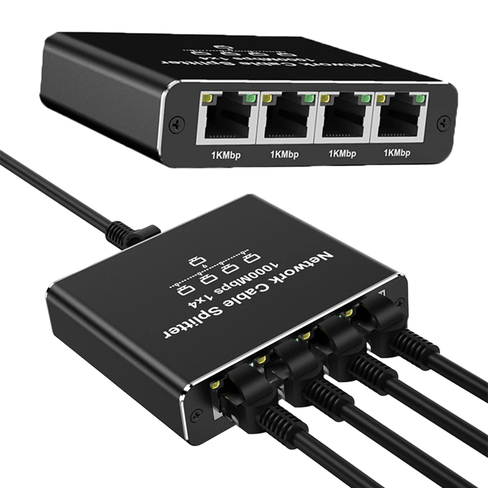 Gigabit Ethernet Splitter 1 To 4 High Speed Adapter