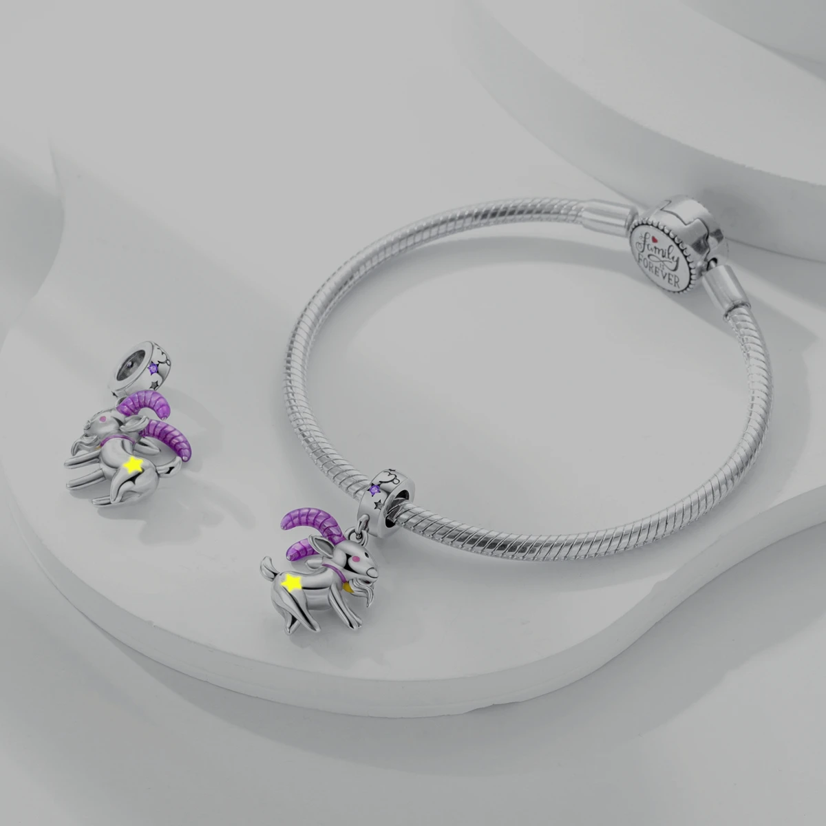 Versilberte lila Charms, Blumen-Schmetterlings-Charm-Perlen, passend für Original-Armbänder, DIY-Anhänger – Detail 8