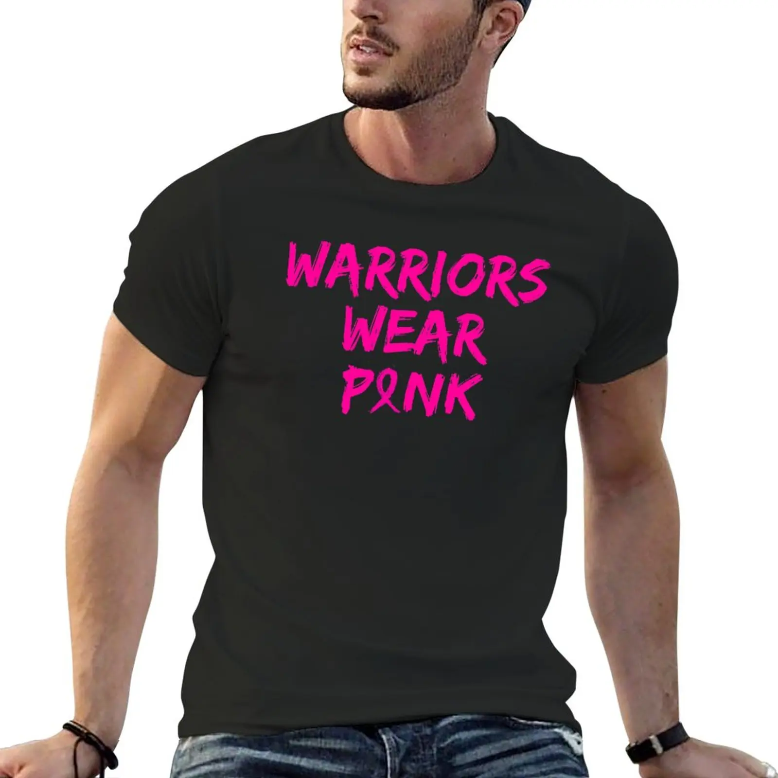 

Breast Cancer Warriors Wear Pink T-Shirt graphics t shirt oversized t shirt cute clothes Men's cotton t-shirt