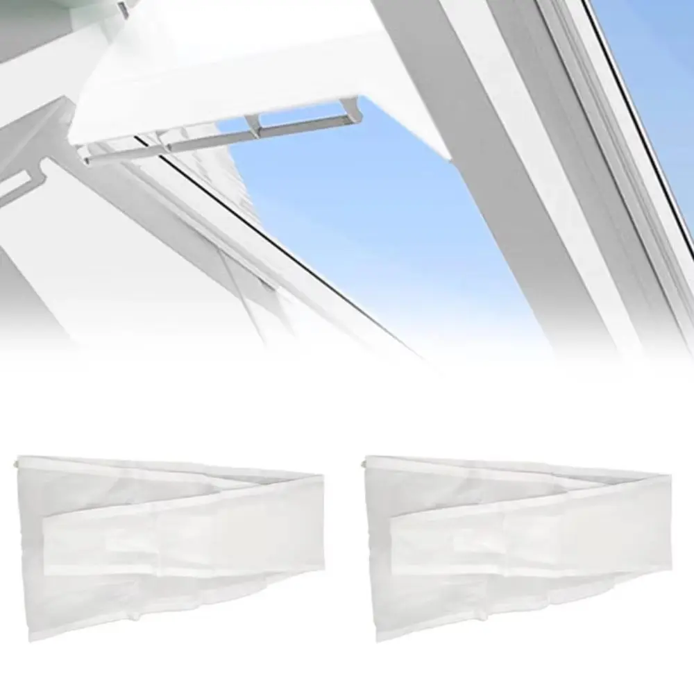 White Window Covering with Silver Finish - Durable Polyester Windproof AC Exhaust Cover