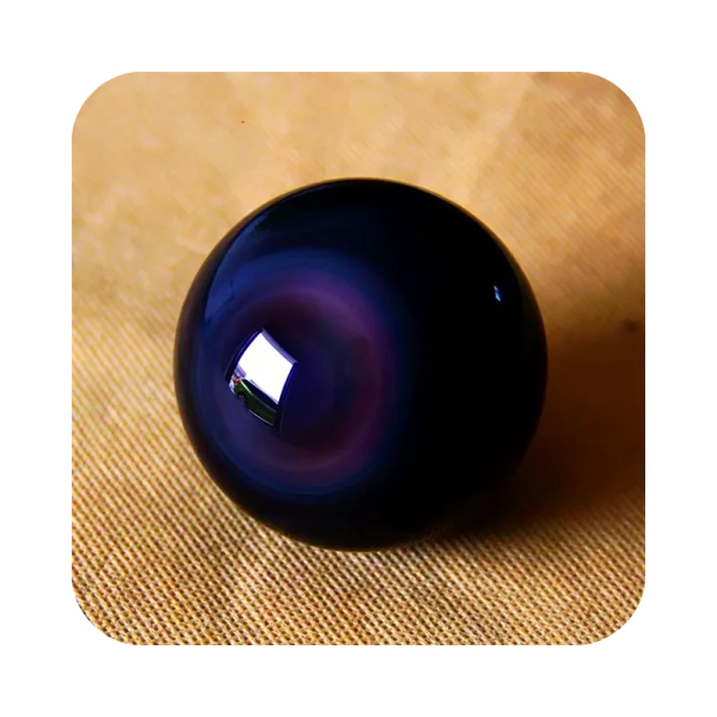 

high quality healing semi-precious stone crafts Polished Natural Rainbow Flash Black Obsidian Crystal Ball Sphere for fengshui