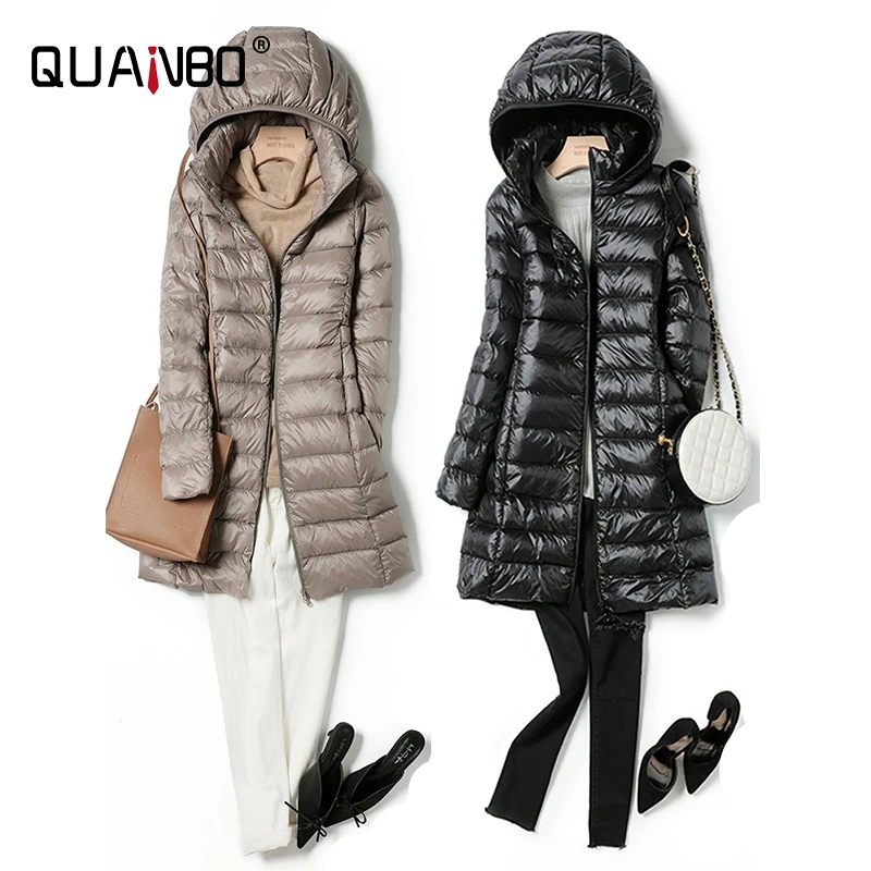 30626-533d69.jpg 2023 Women Spring Jacket Ultralight Thin Packable Down Long Jacket Female Hat Detachable Slim Fit Skirt Coat Portable Outwear - Image 1