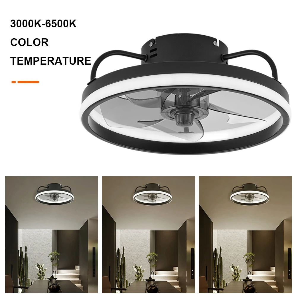 

13 Inch Ceiling Fan with Lights and Remote Control Flush Mount Ceiling Fan Silent Ceiling Fan for Bedroom Kitchen Living Room