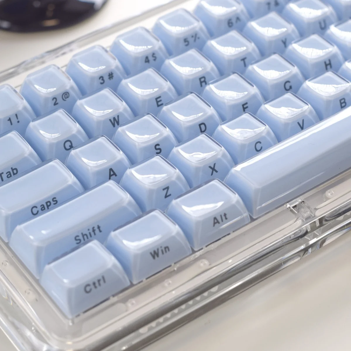 Lado de Cristal Gravado Keycaps Dois Tons Injeção Moldada Rosa Geléia Apto para 60 68 75 87 98 108 Teclado Mecânico 113 Teclas - Imagem 6