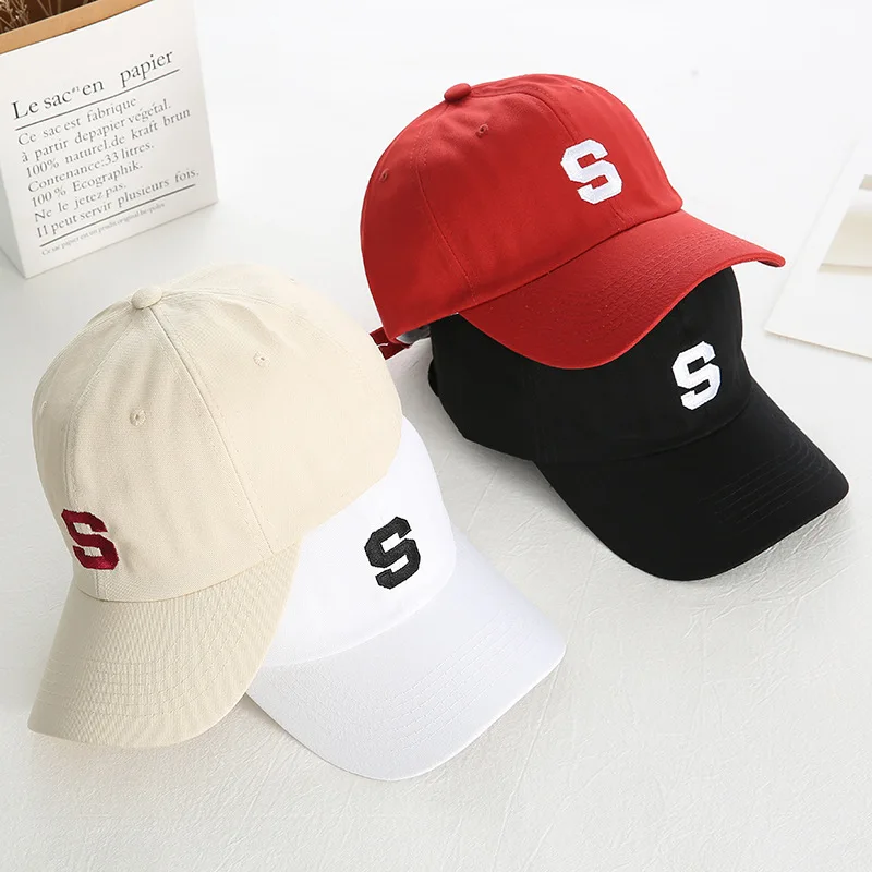 

New Cotton Women Baseball Cap Male Casual Embroidery letter S Sun Hats Spring Summer Unisex Solid Color Simple Hip Hop Caps