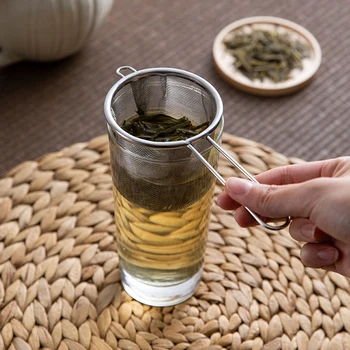 Stainless Steel Tea Infuser Reusable Tea Leak Filter Teapot Strainer Single Ear Shape Coffee Herb Spice Diffuser With Handle 2