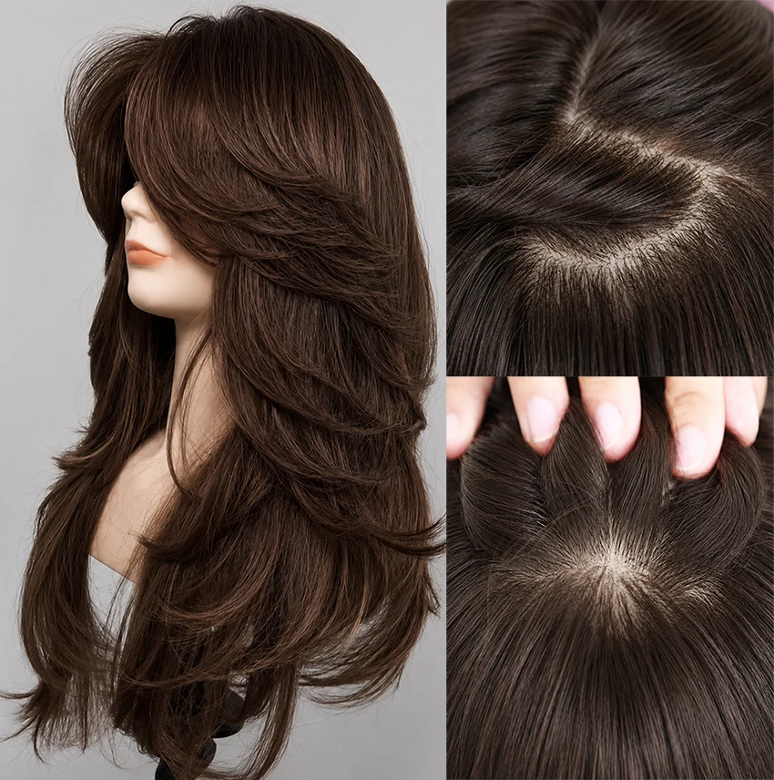 24인치 웨이브 리얼 오리지널 100% 인모 가발 15x15cm 실크 베이스 PU 프론탈 자연스러운 헤어라인 여성용 리얼스칼프 가발