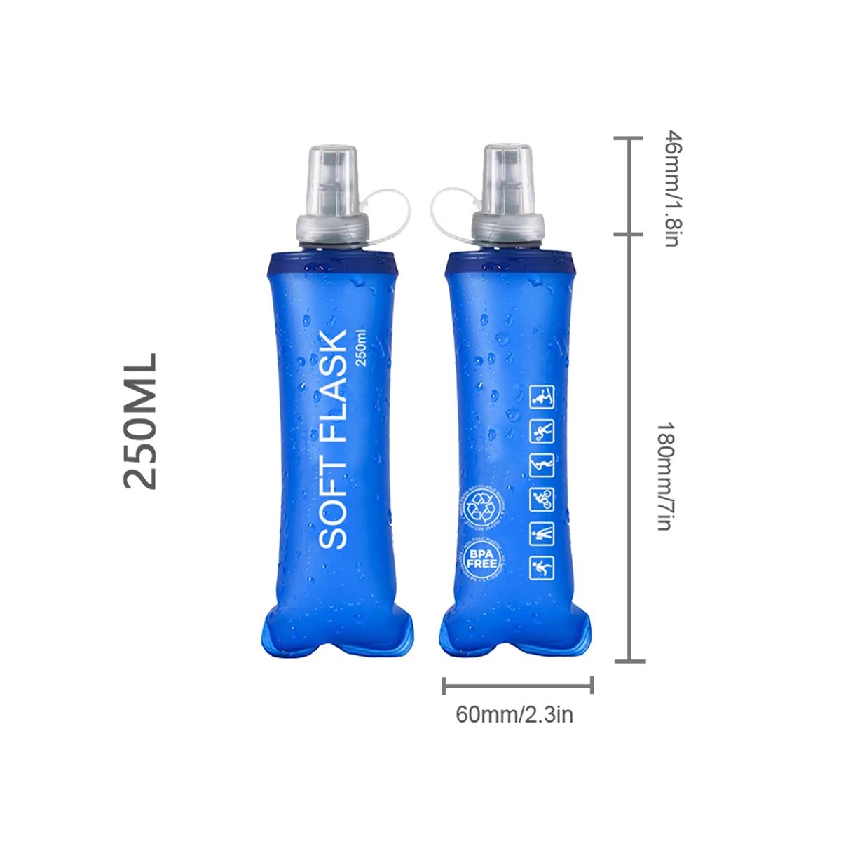 250ml 500ml Water Bottle TPU Folding Soft Flask Sport Water Bag Collapsible Bottle Running Camping Hiking Cycling