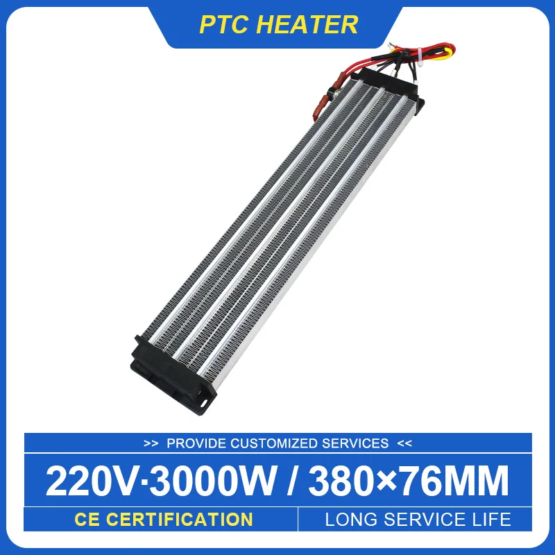 Aquecedor de ar Ptc Temperatura Constante Cerâmica Elemento de Aquecimento Isolado Ptc Aquecedor Industrial 380*76 mm 220v 3000w