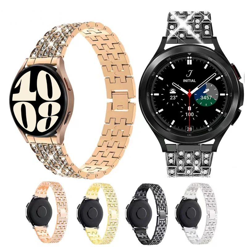 

22mm 20mm Metal Diamond Band for Samsung Galaxy Watch 4/5/6 Active 2 Huawei Watch 3 GT2 Bracelet Wristband Amazfit GTR/GTS Belt