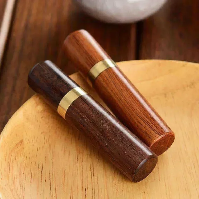 Wooden Toothpick Holder Pearwood Wood Capsule Bucket Box Hiking Portable Toothpick Needle Holder Handmade Ebony Storage Box 5