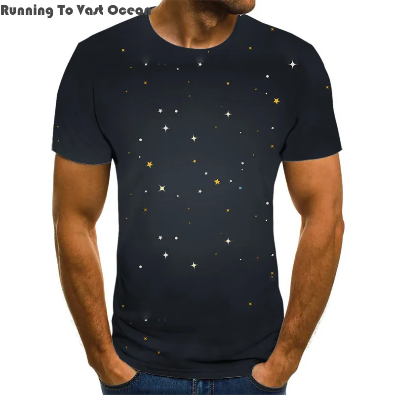 

2024 New Summer Sky T-shirt Beach Holiday Print Casual Loose Quick Drying Casual Street Trend Round Neck Customizing Pictures