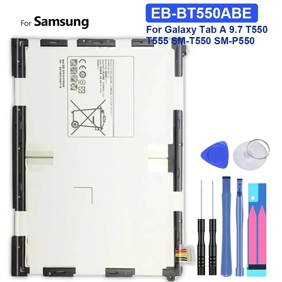 

Аккумулятор на 6000 мА · ч для планшетов Samsung Galaxy Tab 9,7, EB-BT550ABE A 9,7 дюйма, SM-T550 T555 /S P351, аккумулятор высокого качества