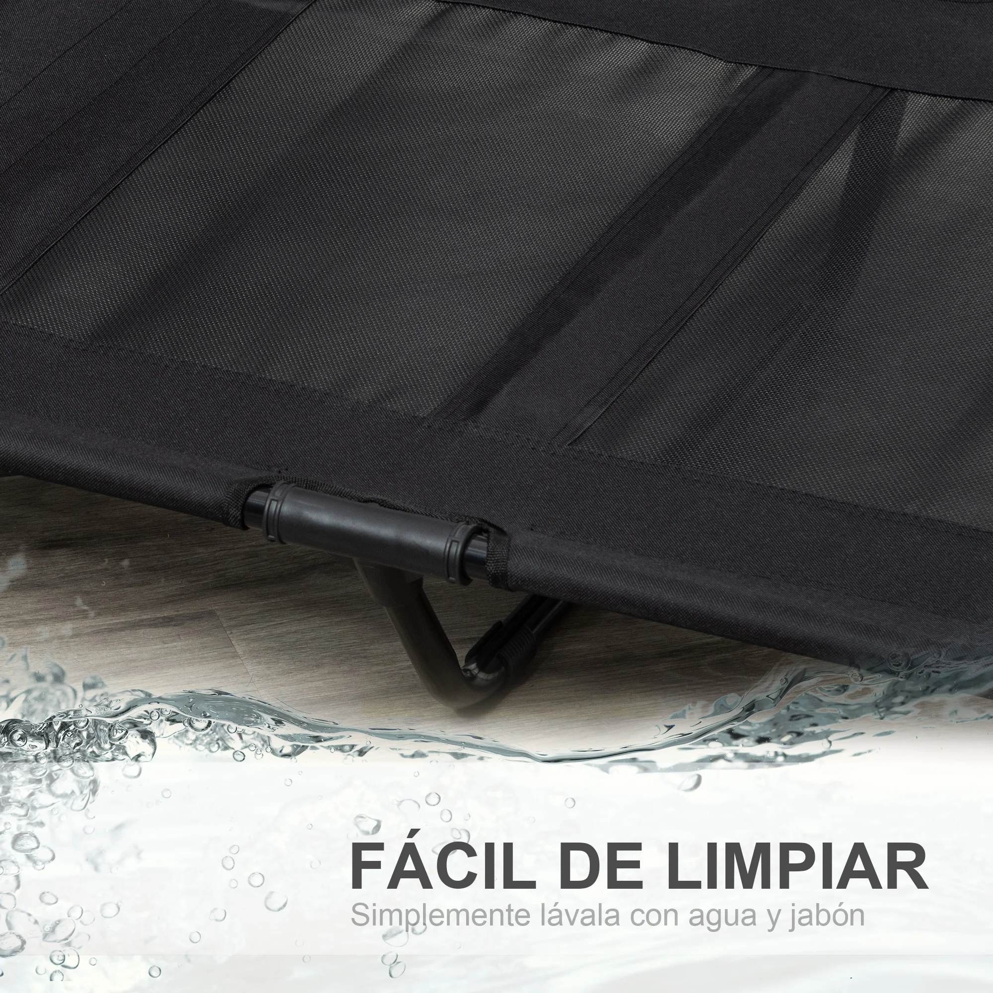 Letto rialzato PawHut per cani all'interno e all'esterno 92x76x18 cm nero - immagine 5