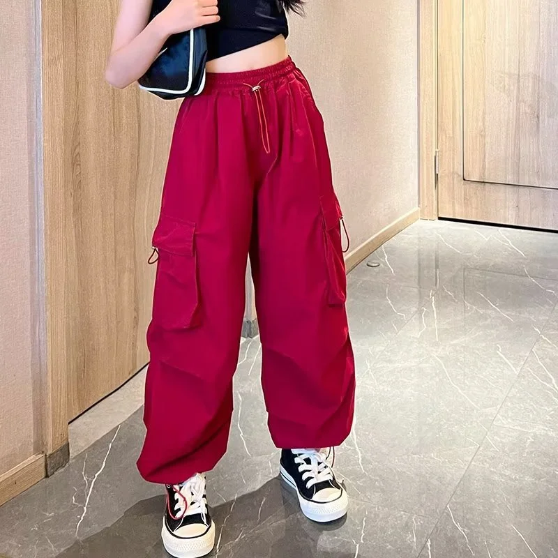 Kids Hip Hop Joggers Pants Girls Cargo Pants Teenage Straight Trousers High  Waist Vintage Casual Streetwear Baggy Pants 5-14Y - AliExpress