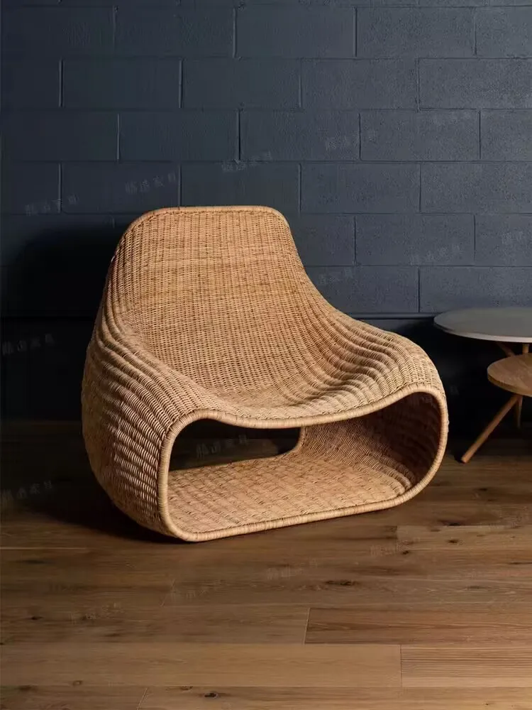 Balcony Outdoor Indoor Rattan Chair Furniture for Homestay Minimalist Southeast Asian Rattan Sofa Hotel Model Room Leisure Chair