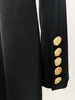 HIGH STREET Newest 2024 Designer Fashion Women's Metal Button Rhinestone Diamonds Beading Badge Shawl Collar Long Blazer 5