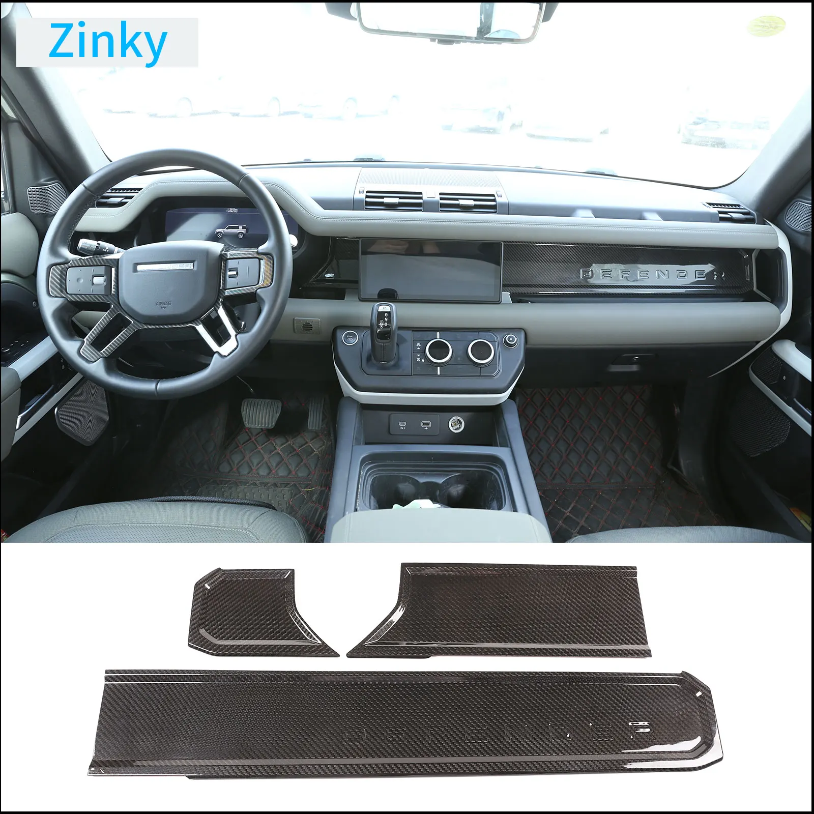 

For Land Rover Defender 90 110 130 2020-2024 Car Dashboard Decorative Panel Cover Real Carbon Fiber Interior Accessories LHD