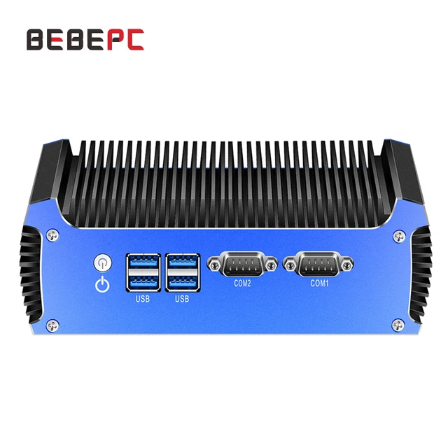 BEBEPC Industrial Fanless Mini PC Intel Core i3 5005U i5 i7 Celeron 2955U Computer Desktop Wifi PC HD 2LAN 2COM Windows 10 Linux 1