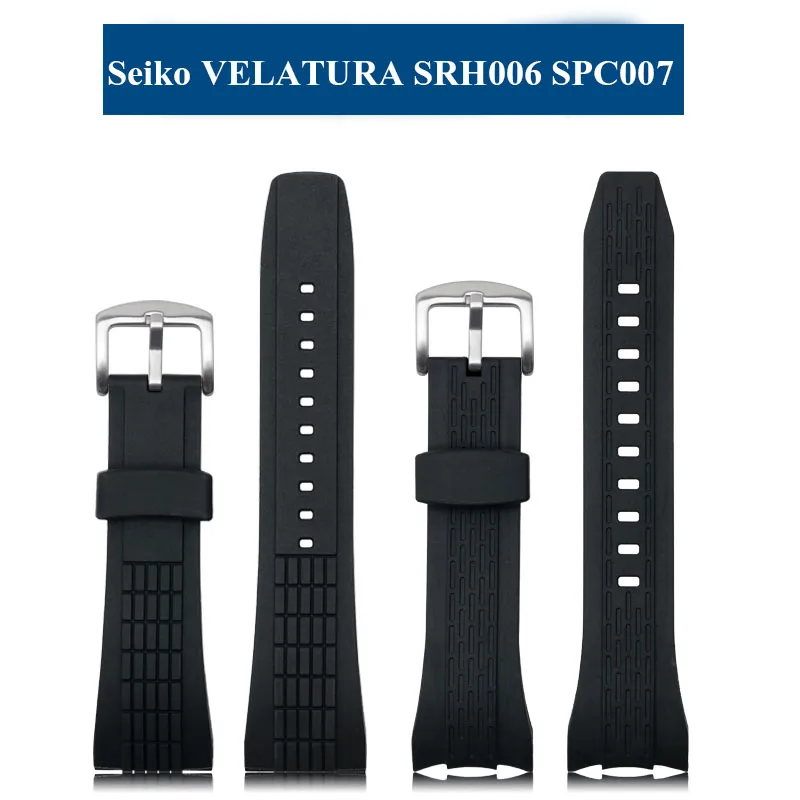 

For Seiko VELATURA/SRH 006 013 SPC007J1 SNAE17 26mm Black Silicone Sports Strap Rubber Watchband Watch accessories Men Bracelet