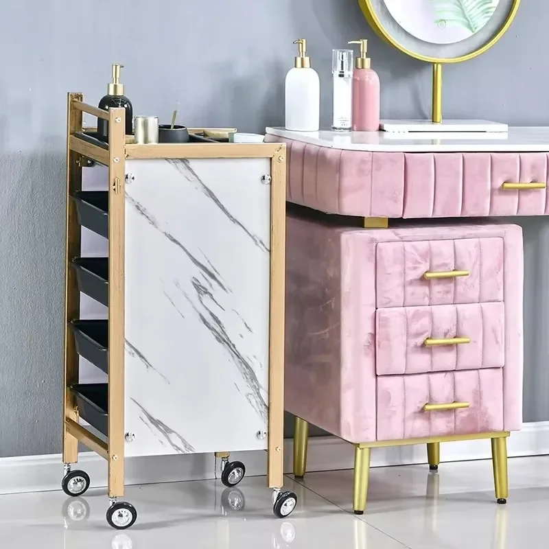 Multi Layer Storage Trolley Trolley Cosmetics Hair Extension Portable Cart Iron Auxiliary Salon Professional Aesthetic Carrello Parrucchiere Car Wheels