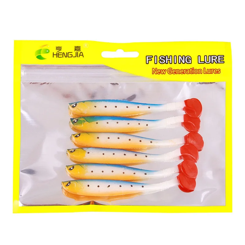 6-Piece Soft Silicone Fishing Lure Set - 9cm 4g Swimbaits for Saltwater and Freshwater Bass Fishing