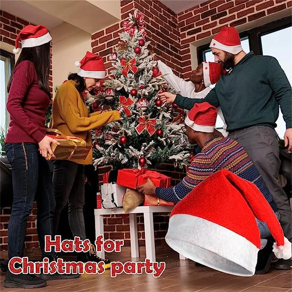 Adults Kids Christmas Hats Non-woven Fabric Santa Claus Xmas Hats Cap Merry Christmas New Year Party Festival Decoration Gifts