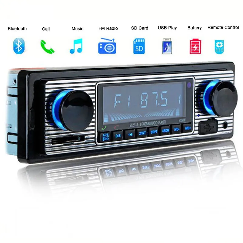 Wireless Car Radio 1 din Bluetooth-Compatible Retro MP3 Player AUX USB FM Play Vintage Stereo Audio Player With Remote Control