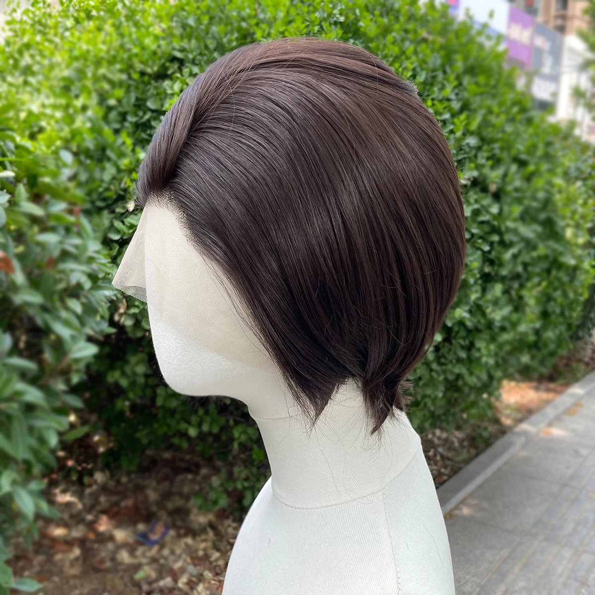 Natural Brown Short Bob Cut Synthetic Lace Front Wigs Women Men Hairline Glueless 13x4 Lace Front lace front wig lace wigs synthetic wigs womens synthetic wigs
