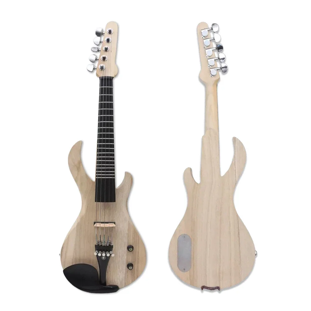 5 String Fret Electric Violin 4/4 Flame Guitar Shape Handmade Solid Wood Powerful Sound with Bag Bow Hardware for Student