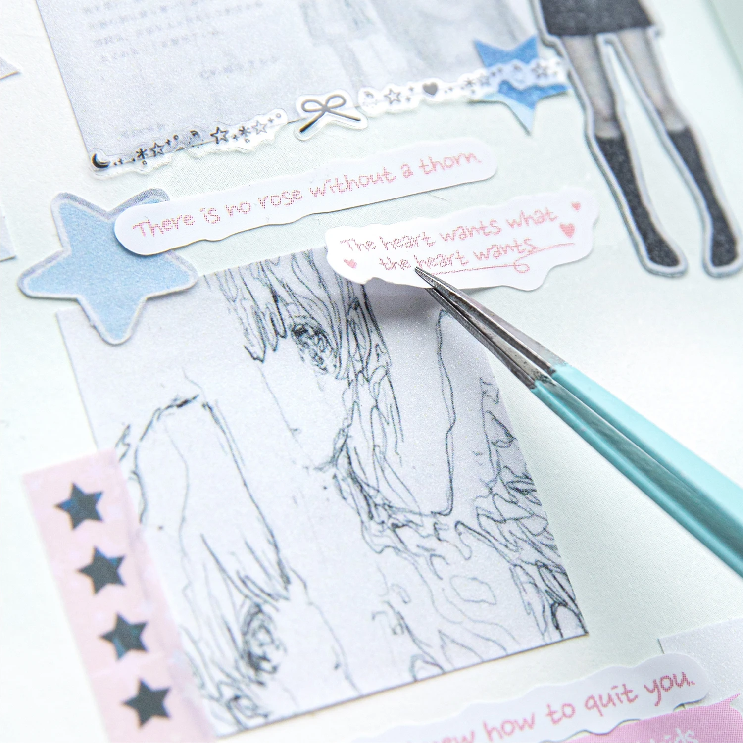 콜라주 영어 시 시리즈 레트로 귀여운 사랑스러운 장식 아트지 테이프, 6PCs/로트
