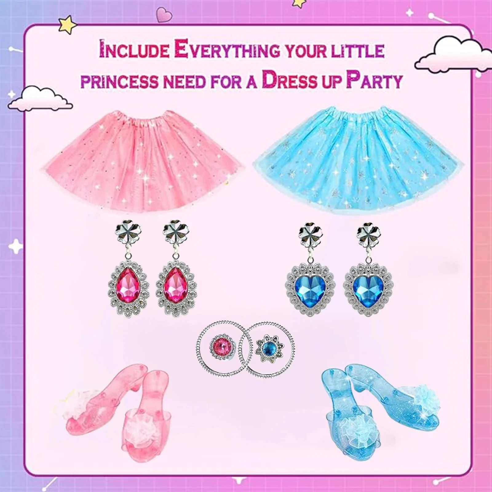 Girl Pretend Play House Toy, Princess Dress Up Toys, Girls Role Play Gift for 3-6 Year Old Girl, Princess Dress Up for Girls 3-6 5