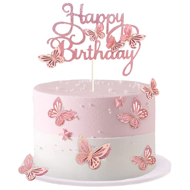 Décoration de gâteau d'anniversaire papillon 3D, décor de dessert