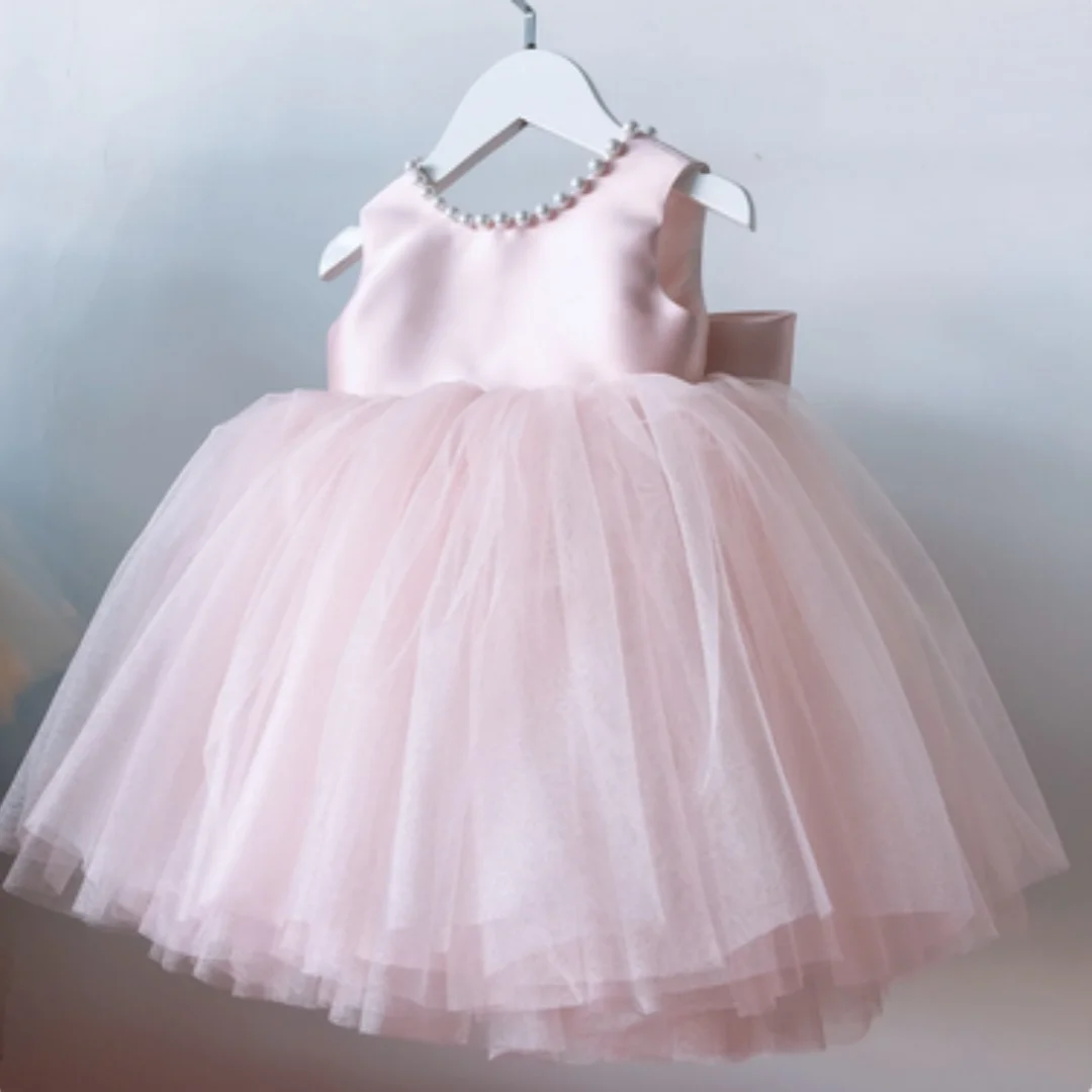 

Flower Girl Dresses Organza Layers Long Sleeves Celebrity Dresses Kids Satin Sashes Bow Over Size Prom Dress