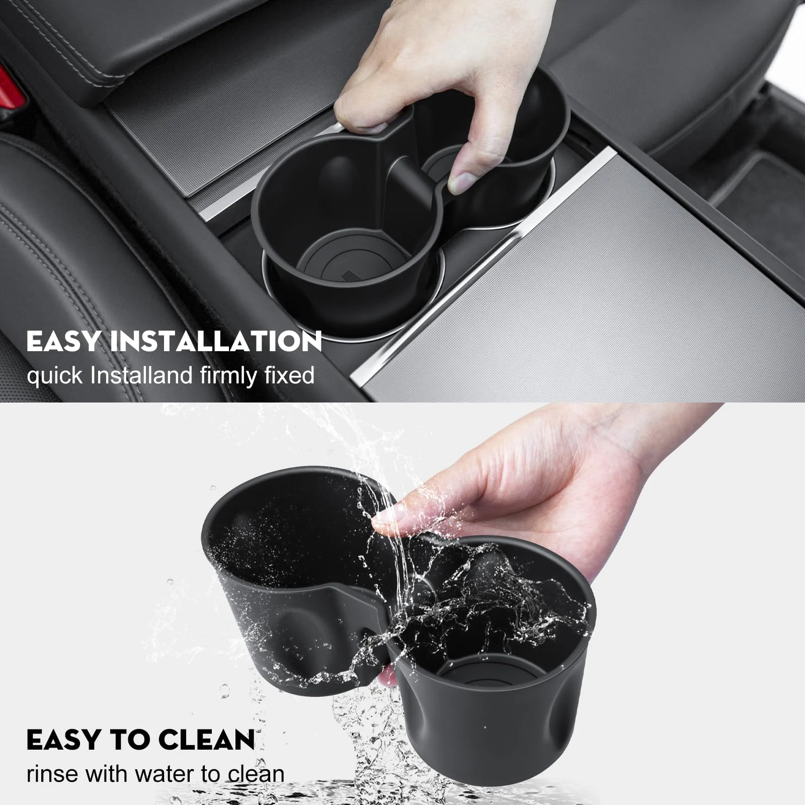 Water Cup Holder Insert Center Console Organizer TPE Storage Box Car Accessories For Tesla Model Y Juniper 2025 Model 3 Highland