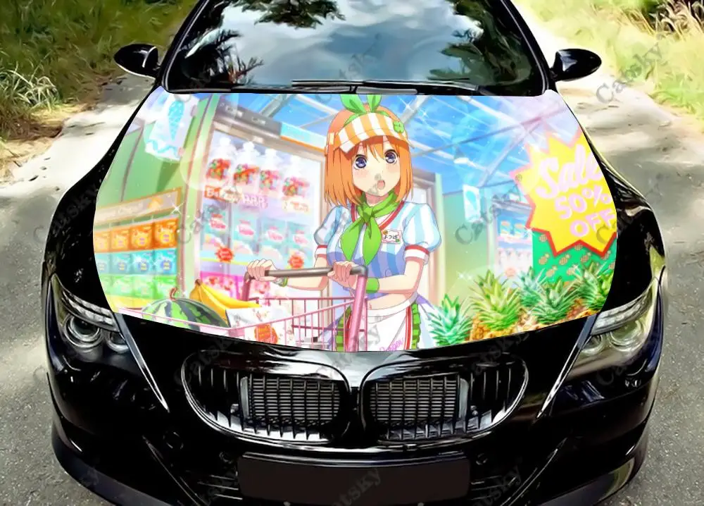 

Anime Nakano Yotsuba Girl Car Hood Vinyl Sticker Wrap Film Engine Cover Decal Sticker Universal Size Car Side Hood Protect Film