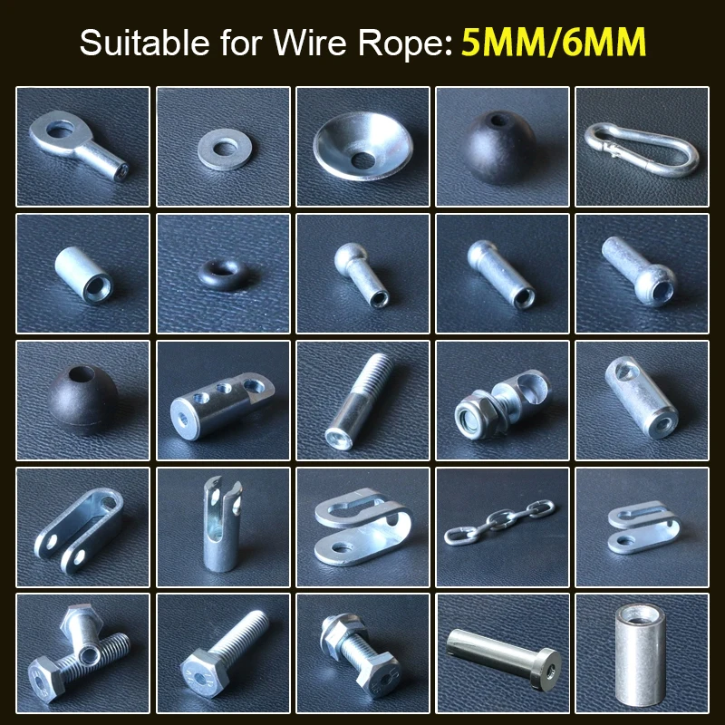 Gym Machine Cable Ball Stopper Replacement Wire Rope Cable Clip Clamp Exercise Metal Limit Ball Hollow Screw Terminals Gasket 2