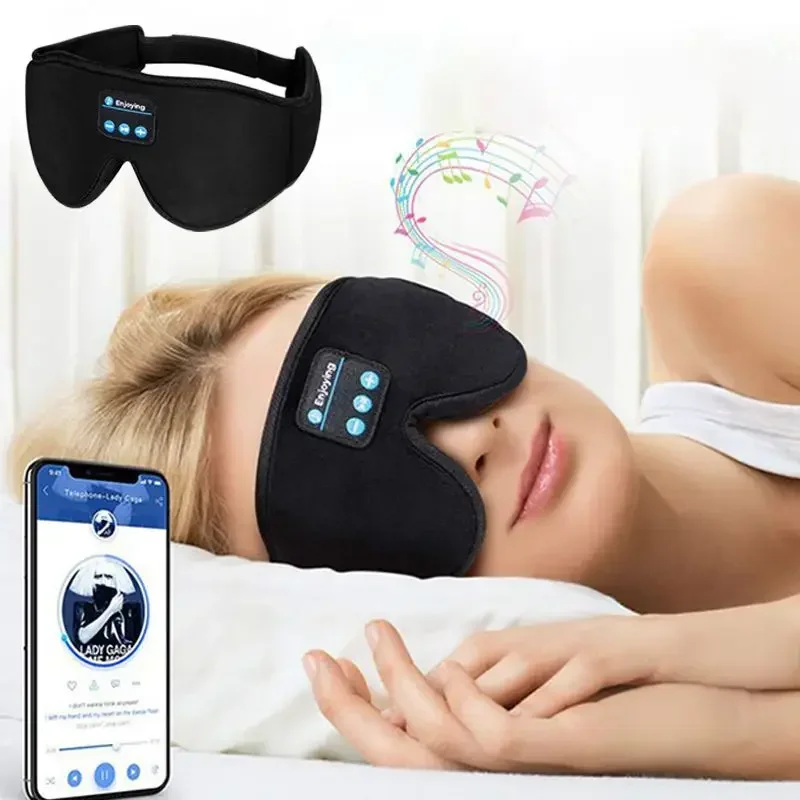 Bluetooth Sleeping Headphones 3D Eye Mask Wireless Air Travel 5.0 Headband Soft Elastic Comfortable Music Earphones 2