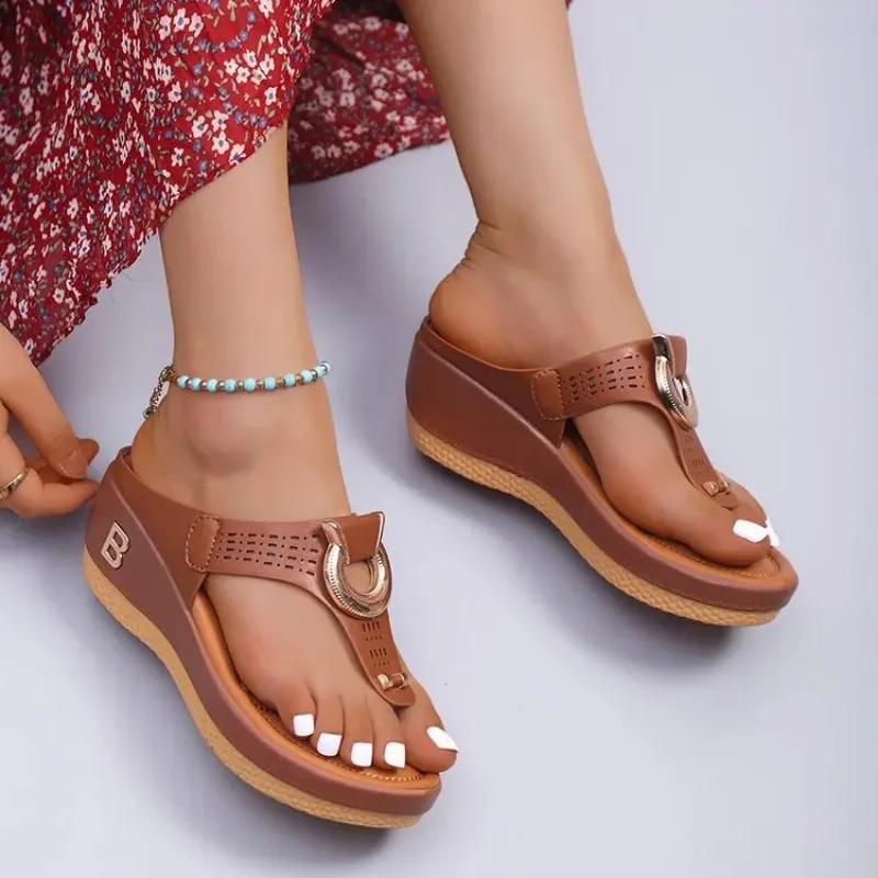 Women New Summer Sandals – Open Toe Beach Flip Flops, Comfortable Wedge Slippers, Cute Design, Plus Size 35-43 Chaussure Femme Beach Footwear Sandals