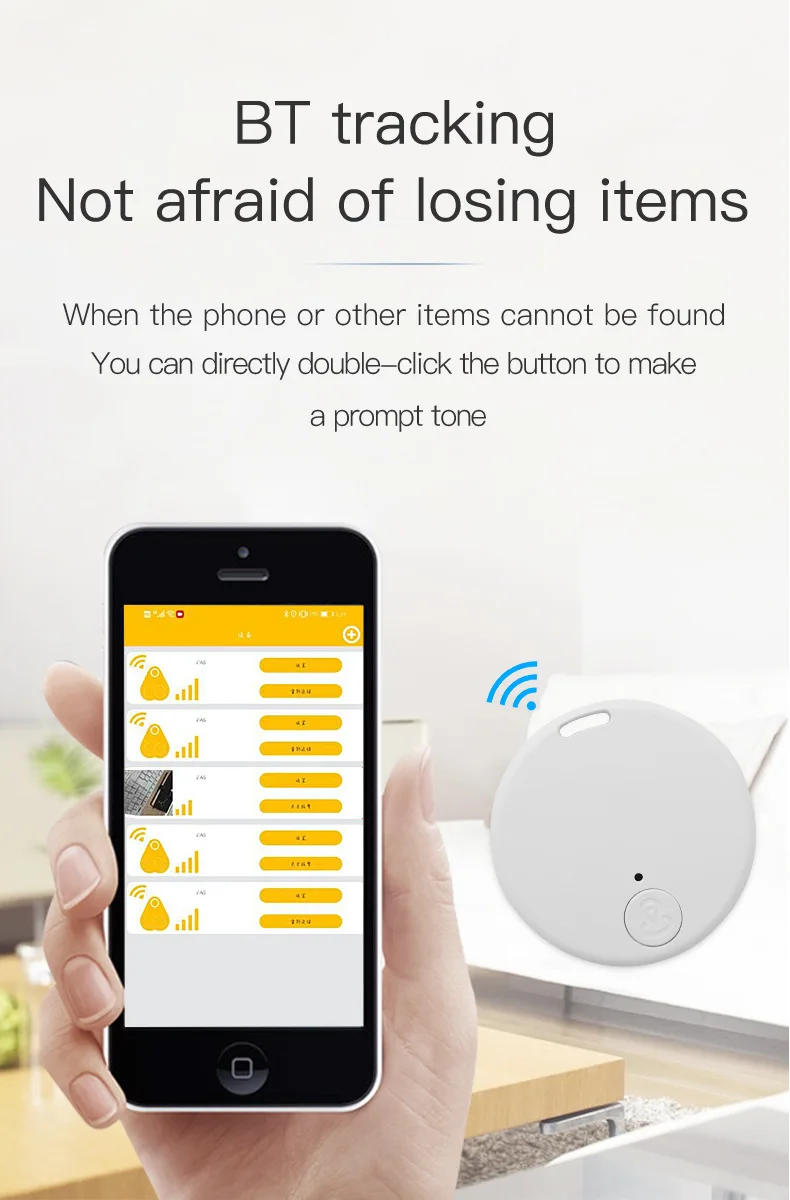 Mini GPS Tracker for Children's Pets Lost Alert Tag Bluetooth 5.0 Smart Keychain Wallet Key Location Tracker with Photo Function