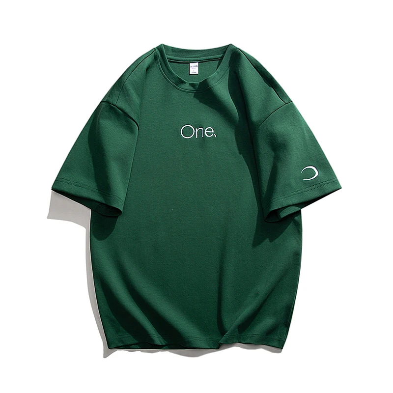 

E-BAIHUI Men's Oversized T Shirt Summer M-3XL Short Sleeve Men Clothing Tees Green Crewneck Chic Letter Basic T-shirt for Male
